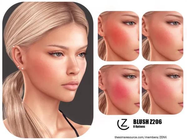 Alpha BLUSH Z206 by ZENX - The Sims 4 Custom Content