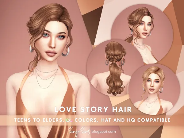 Alpha Love Story Hair Bangs Version - The Sims 4 Custom Content
