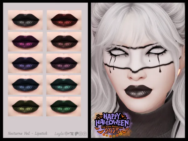 Alpha tsr Halloween 2025 Nocturne Veil Lipstick - The Sims 4 Custom Content