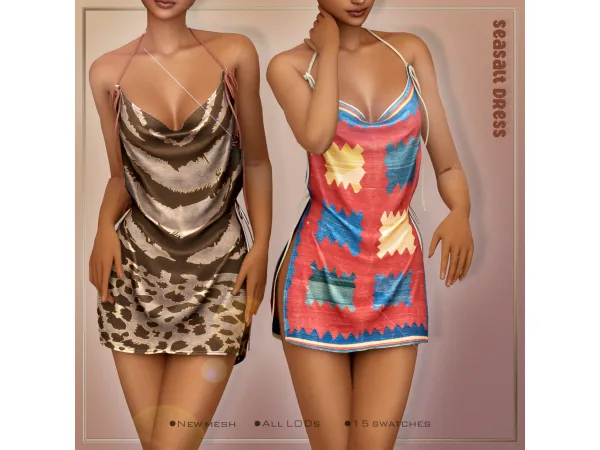 Alpha [Belaloallure] Seasalt drapped dress - The Sims 4 Custom Content