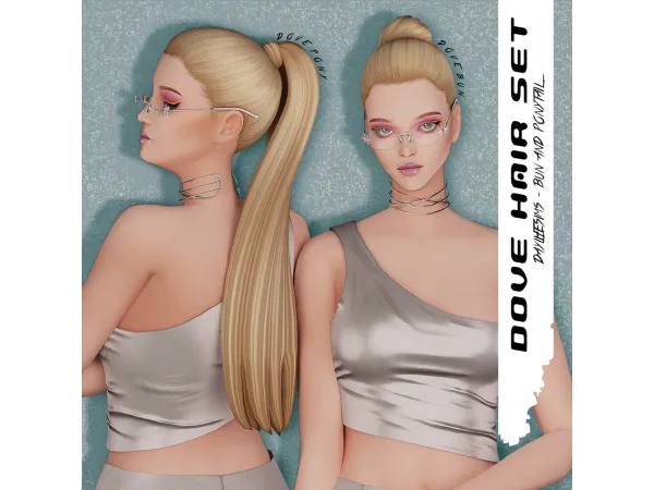 Maxis Match DOVE HAIR SET Bun and Ponytail by daylifesims - The Sims 4 Custom Content
