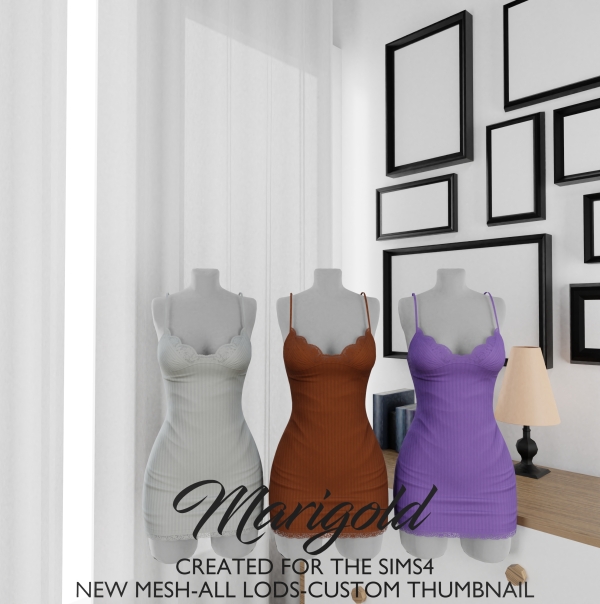 Alpha MARIGOLD AMORA DRESS by marigoldsims - The Sims 4 Custom Content