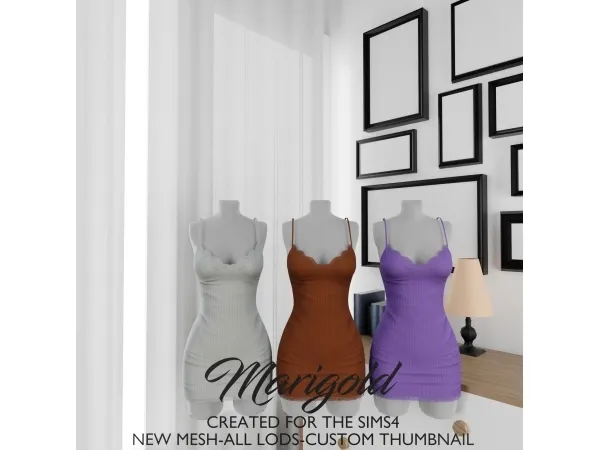 Alpha MARIGOLD AMORA DRESS - The Sims 4 Custom Content