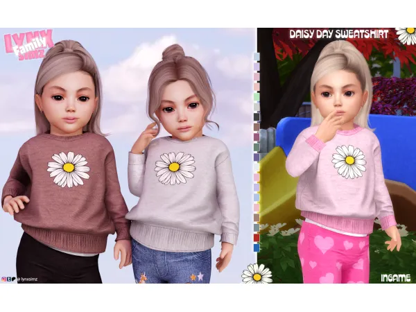 Mix Daisy Day Sweatshirt by lynxsimzfamily - The Sims 4 Custom Content