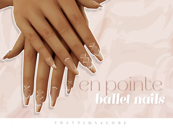 Mix en pointe ballet nails by thatsims4core - The Sims 4 Custom Content