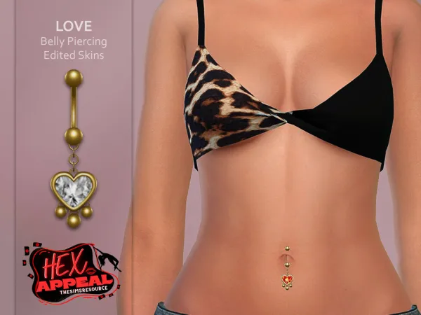 Alpha Hex Appeal Love Belly Piercing Edited Skins by Suzue - The Sims 4 Custom Content
