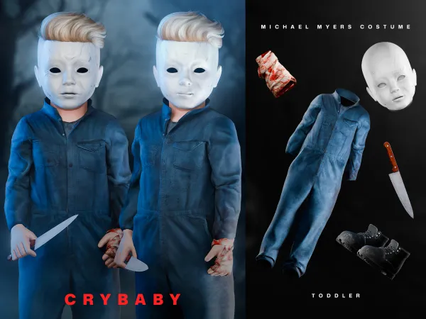 Alpha CRYBABY Michael Myers Costume (Halloween) I Toddler - The Sims 4 Custom Content