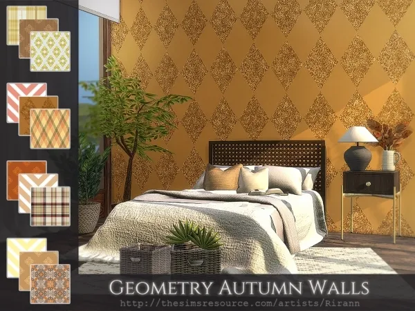 Alpha Geometry Autumn Walls - The Sims 4 Custom Content