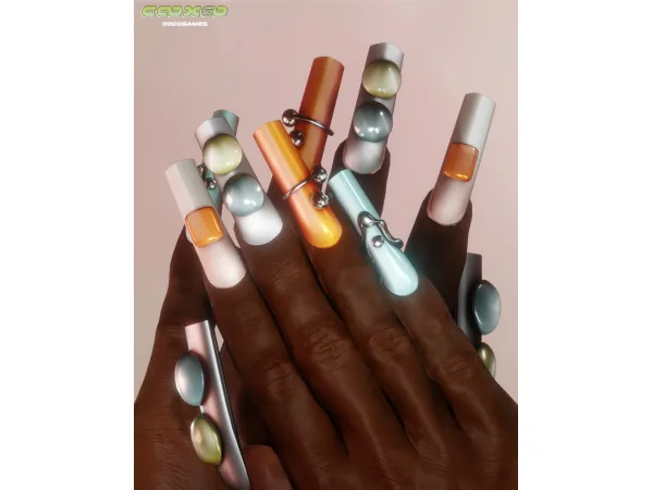Alpha Leeloo Nail Set by cocogames - The Sims 4 Custom Content
