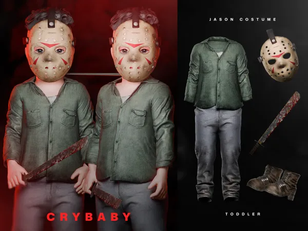 Alpha CRYBABY Jason Costume (Friday the 13th) I Toddler - The Sims 4 Custom Content