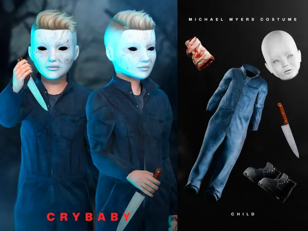 Alpha CRYBABY Michael Myers Costume (Halloween) I Child - The Sims 4 Custom Content