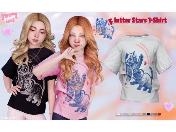 Alpha Flutter Stars T Shirt by lynxsimzfamily - The Sims 4 Custom Content