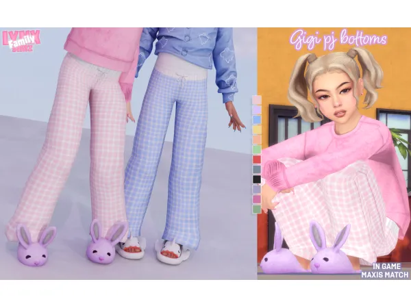 Maxis Match Gigi PJ Bottoms by lynxsimzfamily - The Sims 4 Custom Content