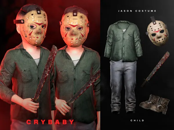 Alpha CRYBABY Jason Costume (Friday the 13th) I Child - The Sims 4 Custom Content