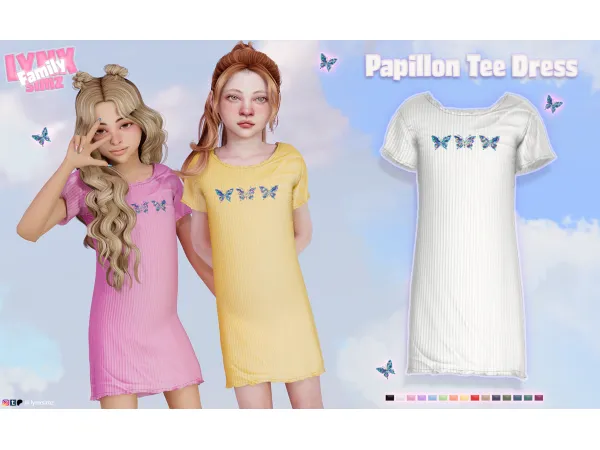 Mix Papillon Tee Dress by lynxsimzfamily - The Sims 4 Custom Content