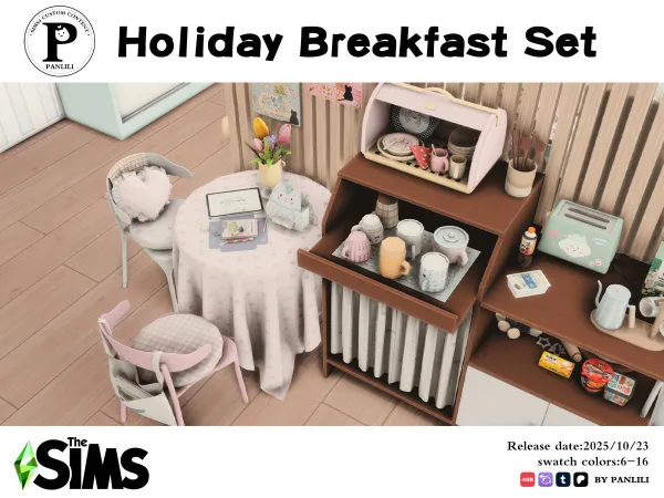 Maxis Match Holiday Breakfast set by PANLILI - The Sims 4 Custom Content