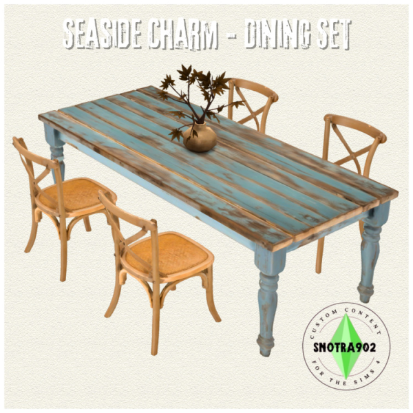 Maxis Match Seaside Charm Dining Set by simsfinds - The Sims 4 Custom Content