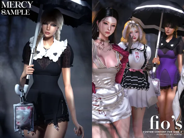 Alpha fio's mercy dress (sample) - The Sims 4 Custom Content