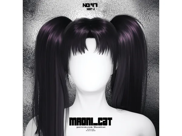 Alpha HAIR NO47 ver1 by Maonicat - The Sims 4 Custom Content