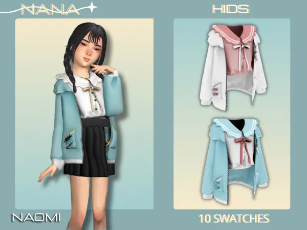 Alpha 7NANA (Naomi) Shirt w Coat - The Sims 4 Custom Content