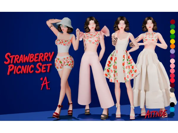 Maxis Match ATTNDE Strawberry Picnic Set - The Sims 4 Custom Content