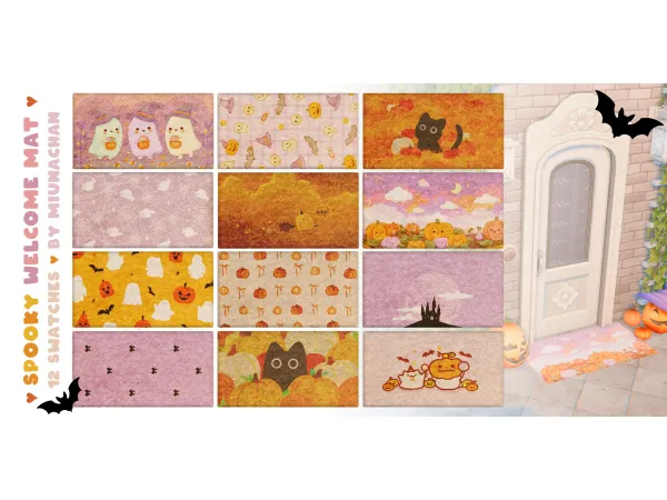 Mix Spooky Welcome Mat by miunachan_sims4 - The Sims 4 Custom Content
