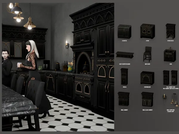 Alpha Midnight Manor Kitchen 1 - The Sims 4 Custom Content