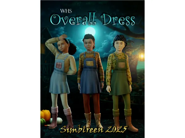 Maxis Match WHS Werewolves Overall Dress 4 Kids by whyhellosims - The Sims 4 Custom Content