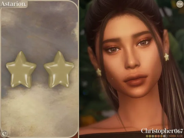 Alpha Astarion Earrings Big Star Stud Earrings Christopher067 - The Sims 4 Custom Content