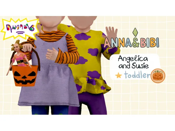 Mix Angelina and Susie_Costume Toddler Halloween 2025 Anna&Bibi - The Sims 4 custom content