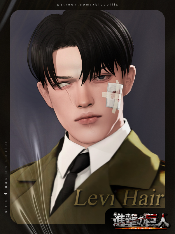 Maxis Match (Bluepill) AOT Levi Hair 2 versions by simsfinds - The Sims 4 Custom Content