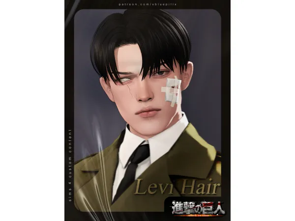 Maxis Match (Bluepill) AOT Levi Hair 2 versions - The Sims 4 Custom Content