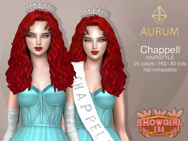 Maxis Match Showgirl Era Chappell MM hair set (3 versions) - The Sims 4 Custom Content