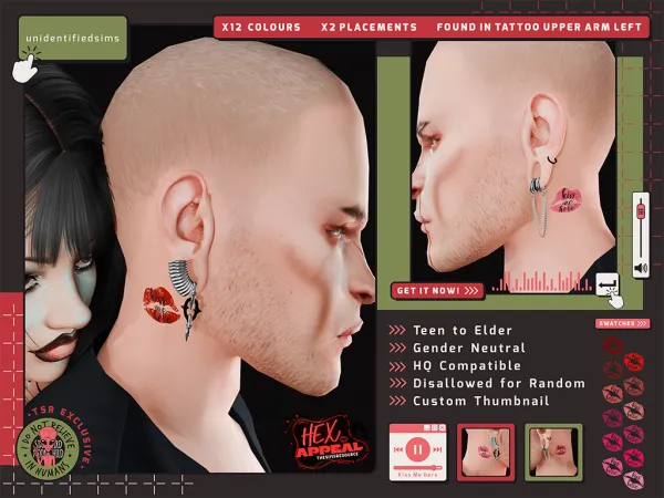 Mix Kiss Me Here Tattoo - The Sims 4 Custom Content