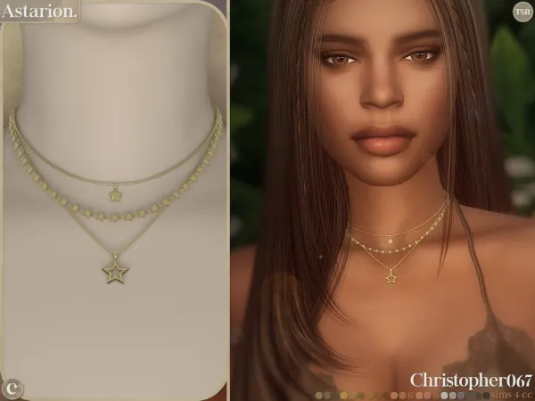Alpha Astarion Necklace Star Charm Chain Layered Necklace Set Christoper067 - The Sims 4 Custom Content