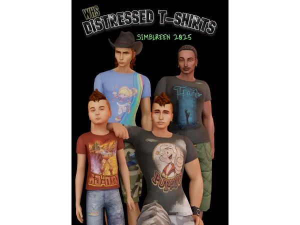 Mix WHS DistressedTee by whyhellosims - The Sims 4 Custom Content