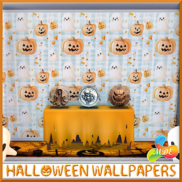 Mix Halloween Wallpapers by mde - The Sims 4 Custom Content
