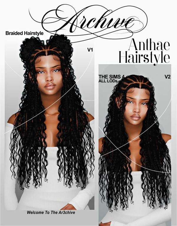 Alpha Anthae Hair V1 & V2 by simsfinds - The Sims 4 custom content