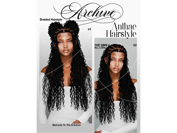 Alpha Anthae Hair V1 V2 by ar3chive - The Sims 4 Custom Content