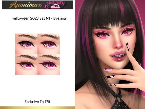 Mix Halloween 2023 Set N1 Eyeliner by Anonimux_Simmer - The Sims 4 Custom Content