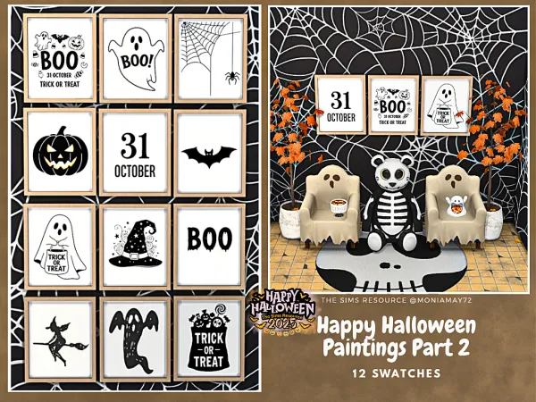 Mix Halloween 2025 Happy Halloween Paintings Part 2 - The Sims 4 Custom Content