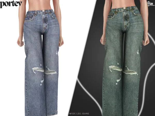 Alpha Wide Leg Jeans by portev - The Sims 4 Custom Content
