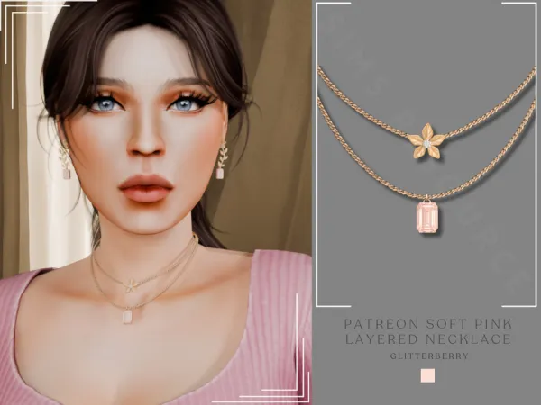 Alpha Patreon Soft Pink Flower Necklace by Glitterberryfly - The Sims 4 Custom Content