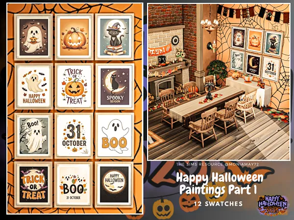 Mix Halloween 2025 Happy Halloween Paintings Part 1 - The Sims 4 Custom Content