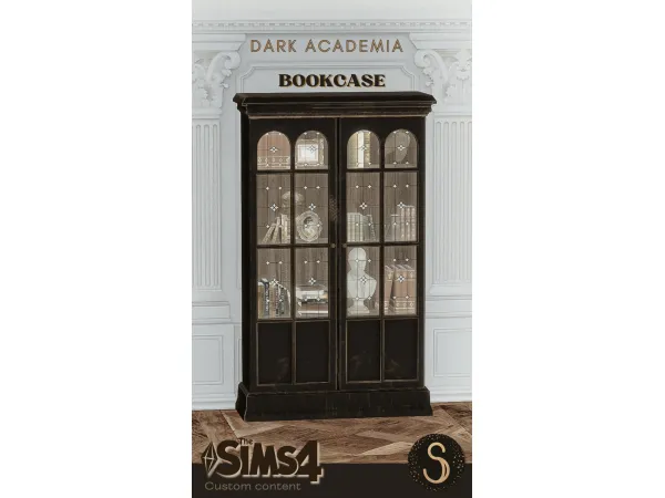 Alpha Sims4Luxury Dark Academia Bookcase - The Sims 4 Custom Content