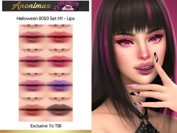 Alpha Halloween 2023 Set N1 Lips by Anonimux_Simmer - The Sims 4 Custom Content