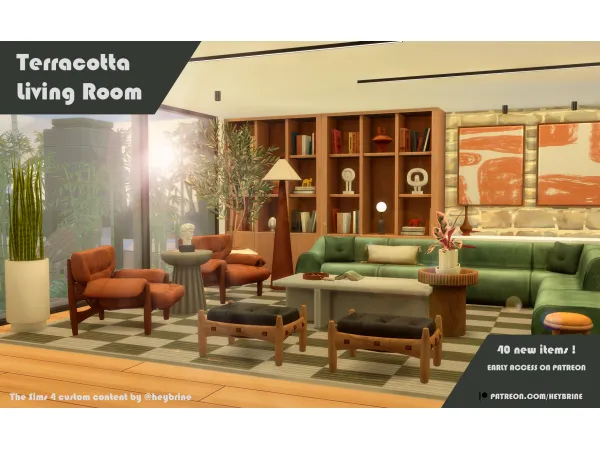 Maxis Match Terracotta Living Room by HeyBrine - The Sims 4 Custom Content