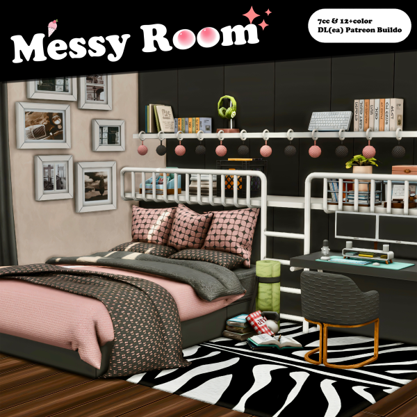 Maxis Match Messy Room 7cc by simsfinds - The Sims 4 custom content