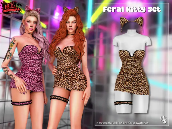 Alpha Hex Appeal Feral Kitty Set - The Sims 4 Custom Content