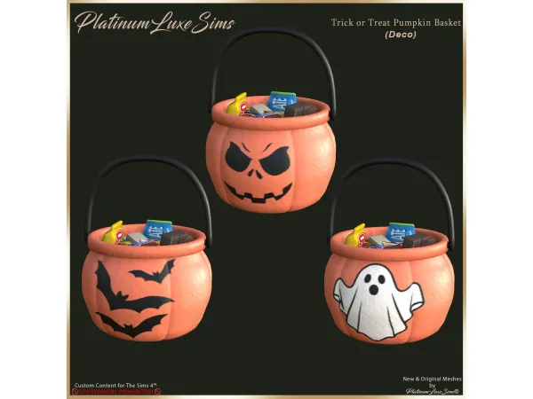 Mix Trick or Treat Pumpkin Baskets by platinumluxesims - The Sims 4 Custom Content